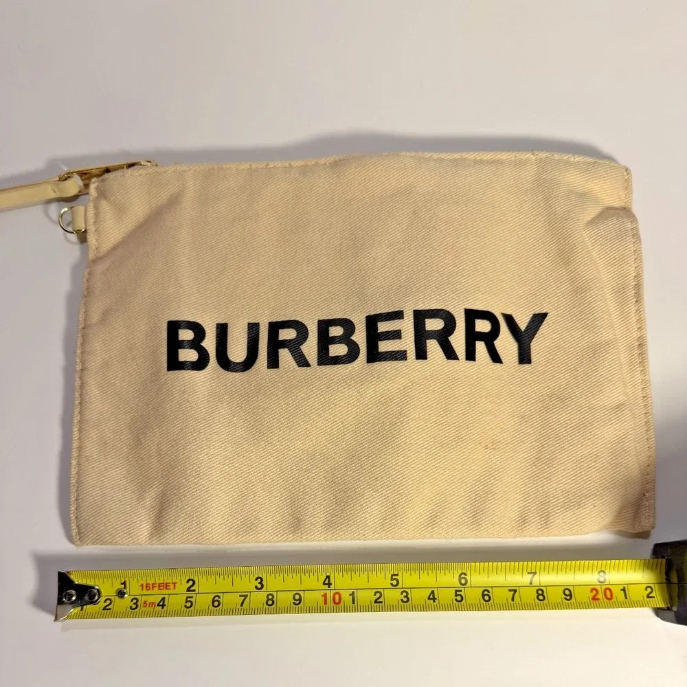 Burberry Pouch Wristlet Makeup Cosmetic Bag Beige from Logo Zippered